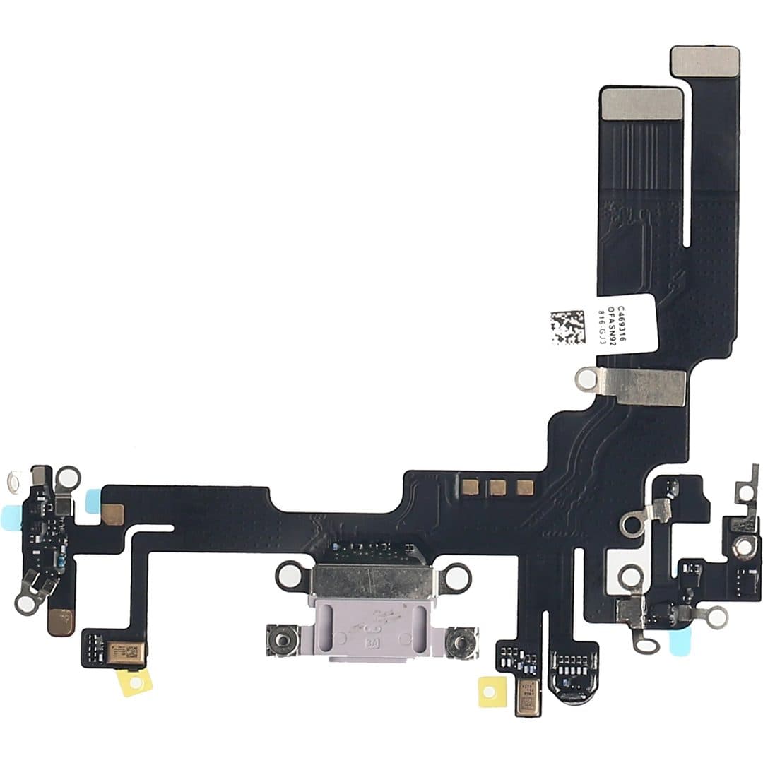 GemTech Apple Uyumlu iPhone 14 Şarj Soketli Mikrofon Filmi Flex Koyu Mor
