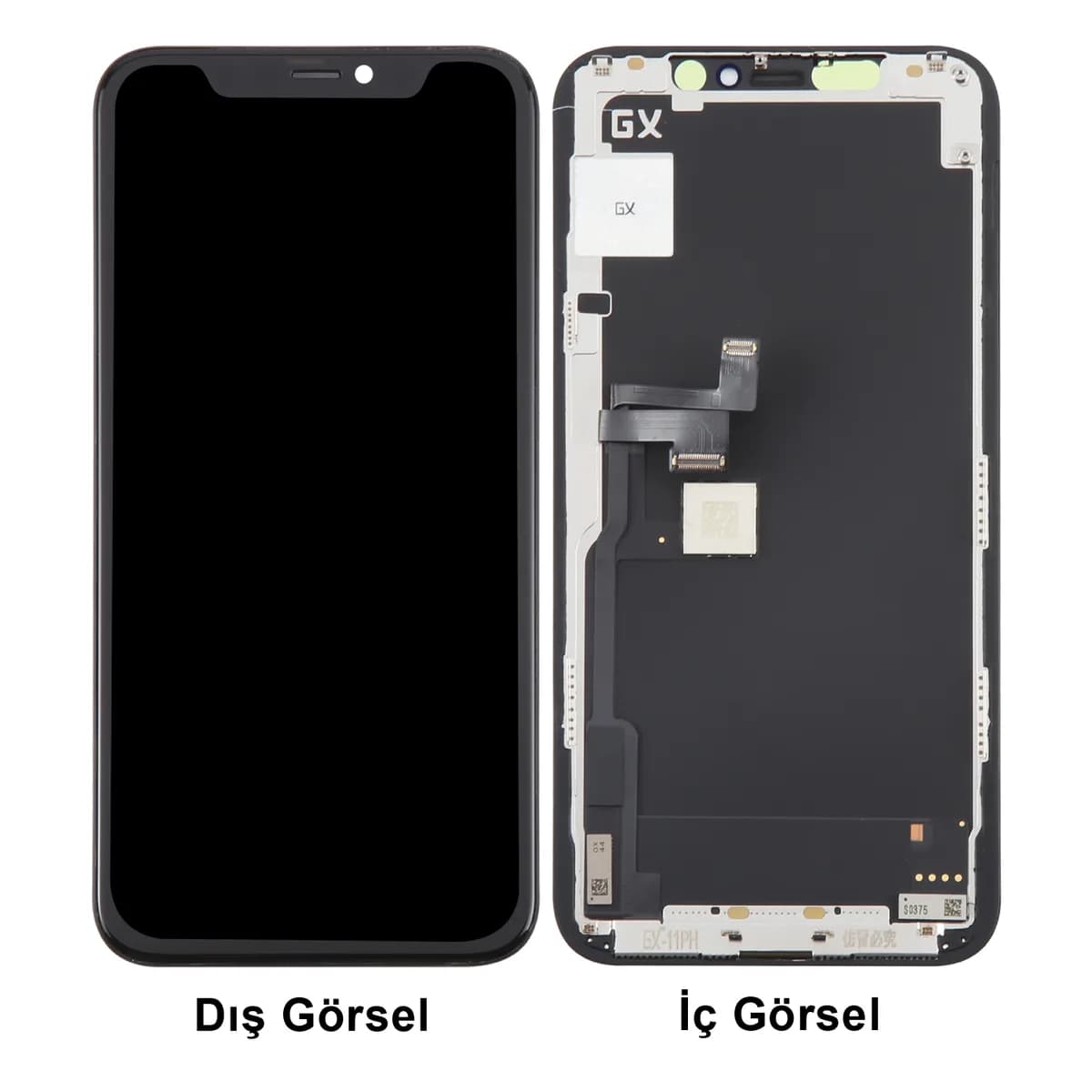 Gemtech Apple iPhone 11 Pro Uyumlu GX Oled Lcd+Dokunmatik+Çıtalı (Siyah)