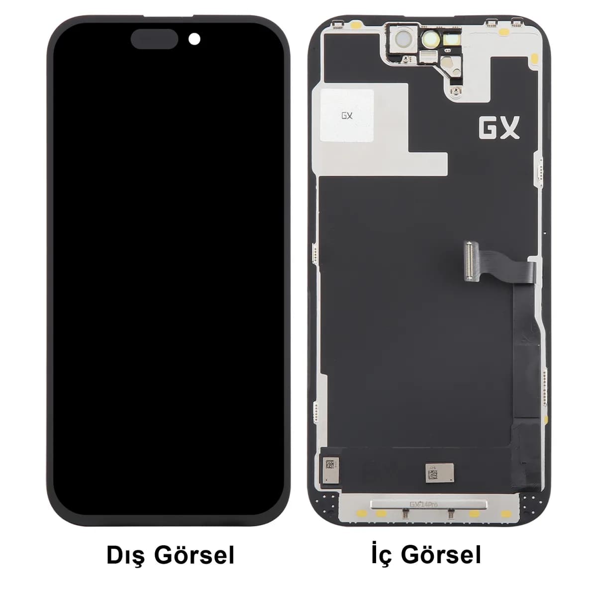 Gemtech Apple iPhone 14 Pro Uyumlu GX Oled Lcd+Dokunmatik+Çıtalı (Siyah)
