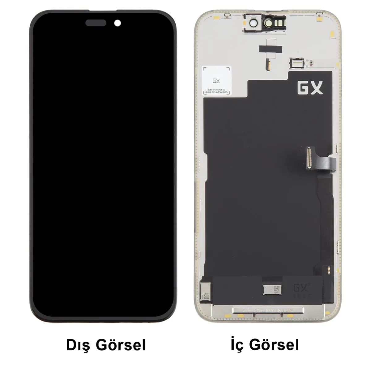 Gemtech Apple iPhone 15 Pro Max Uyumlu GX Oled Lcd+Dokunmatik+Çıtalı (Siyah)