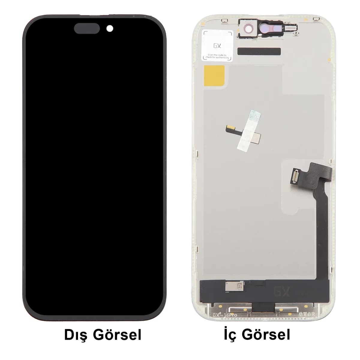 Gemtech Apple iPhone 16 Pro Uyumlu GX Oled Lcd+Dokunmatik+Çıtalı (Siyah)