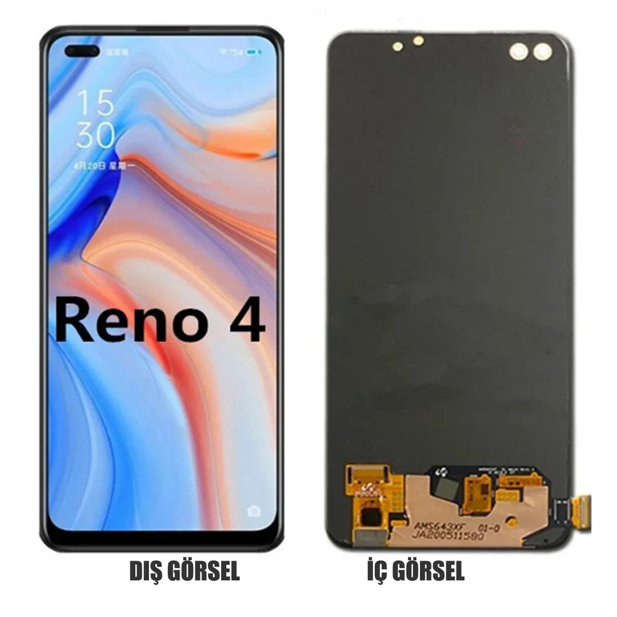 Gemtech Oppo Reno 4 Uyumlu Org Lcd+Dokunmatik (Siyah)