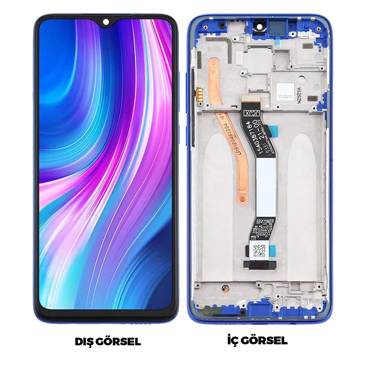 Gemtech Xiaomi Redmi Note 8 Pro Uyumlu Org Lcd+Dokunmatik+Çıtalı (Mavi)