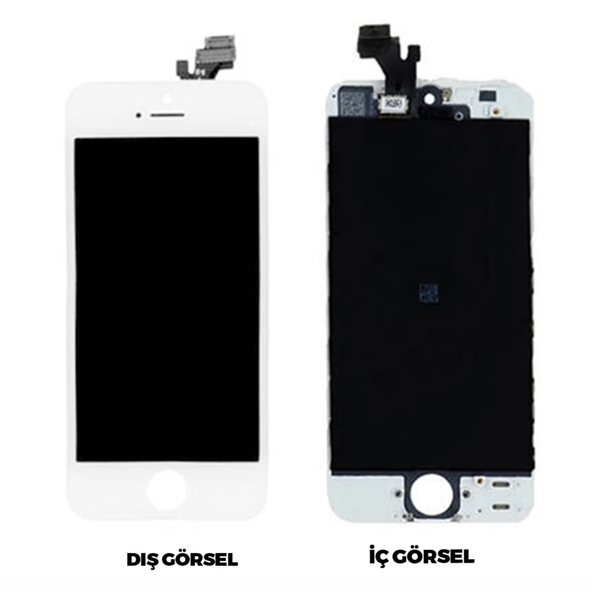 Gemtech Apple iPhone 5 Uyumlu AA Kalite Lcd+Dokunmatik+Çıtalı (Beyaz)