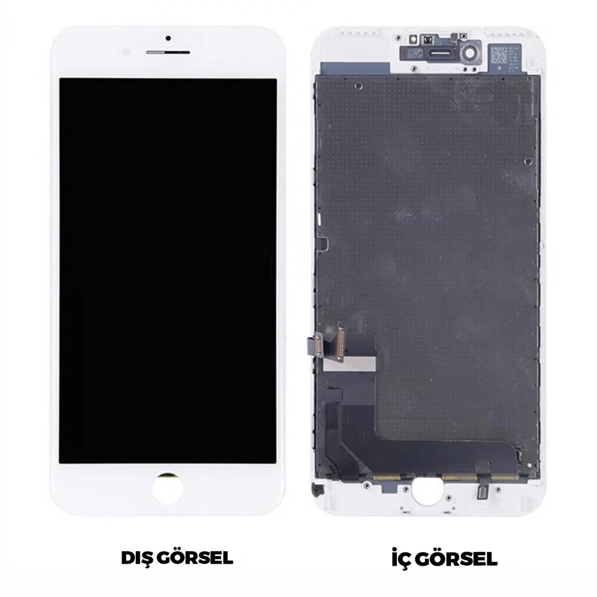 Gemtech Apple iPhone 8 Plus Uyumlu AAA Kalite Lcd+Dokunmatik+Çıtalı (Beyaz)