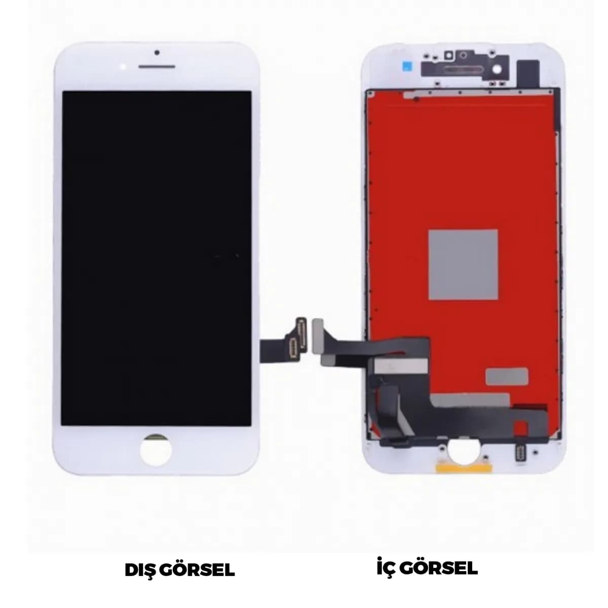 Gemtech Apple iPhone 8 Uyumlu AAA Kalite Lcd+Dokunmatik+Çıtalı (Beyaz)